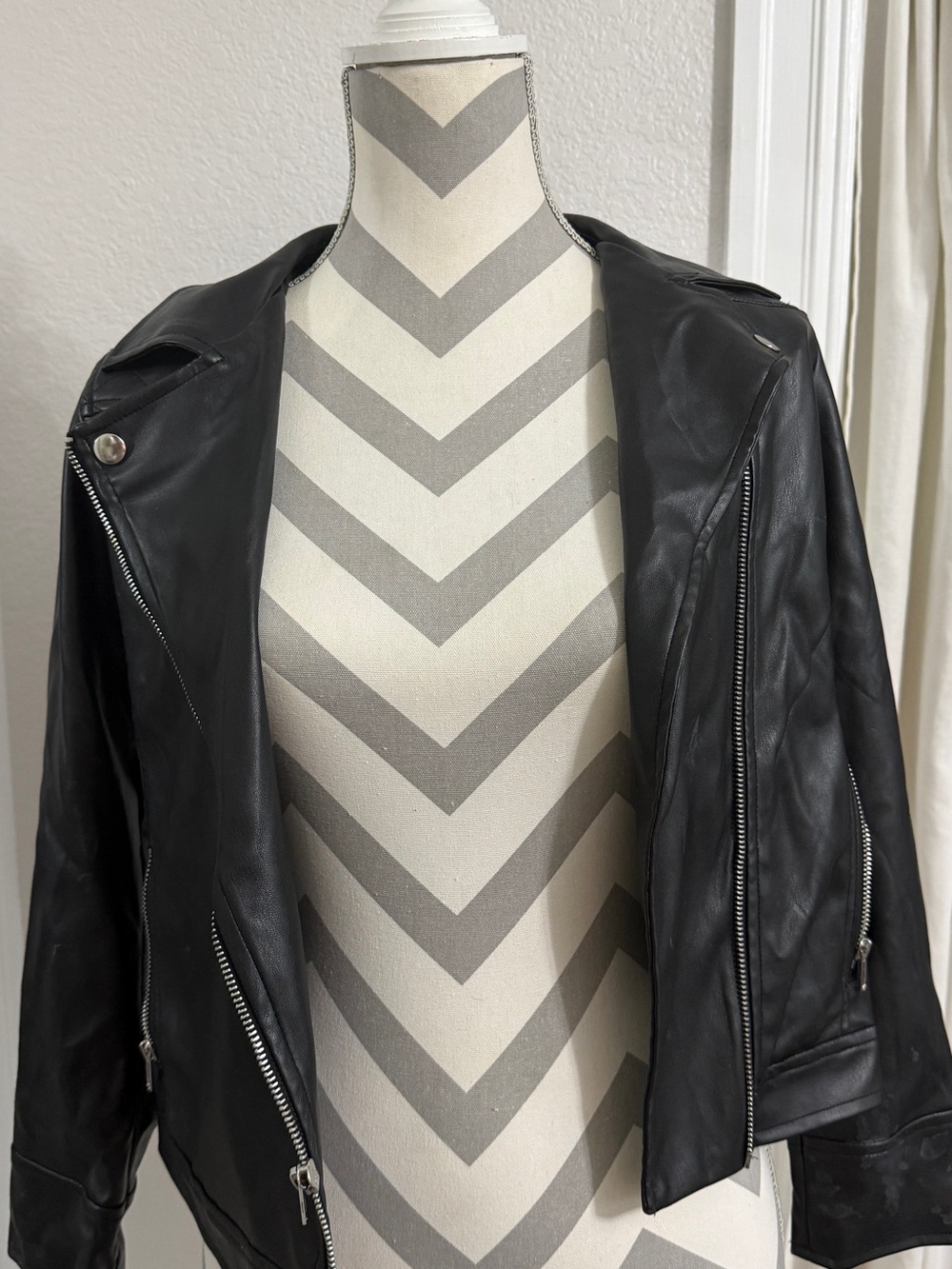 art class Black Leather Moto Jacket with Silver Hardware